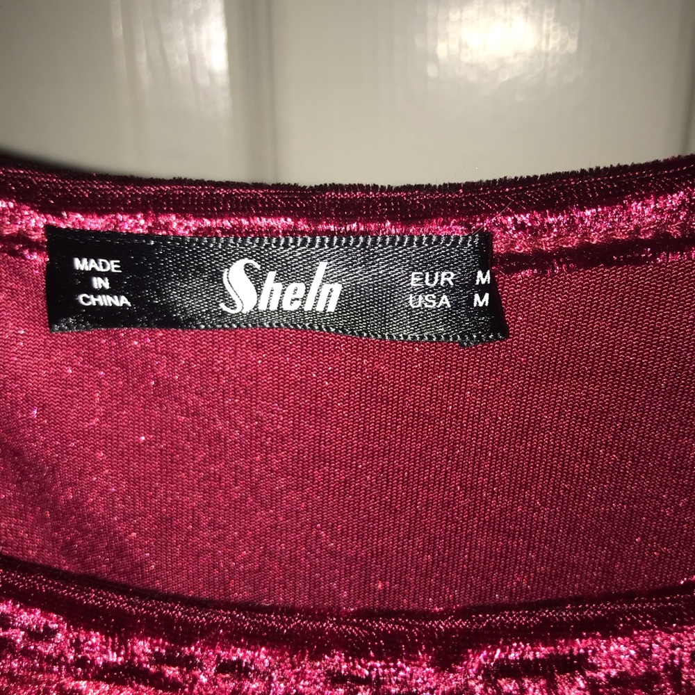 SHEIN red velvet asymmetrical dress - Picture 6 of 7